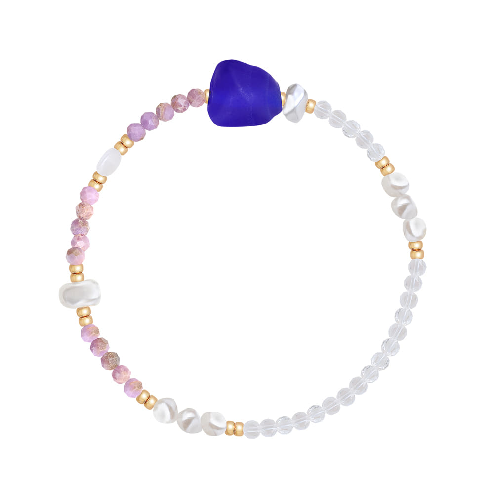 [핸드메이드 선물포장/비즈팔찌/진주팔찌] &quot;De aeseohsta&quot; Blue Heba Beads Bracelet