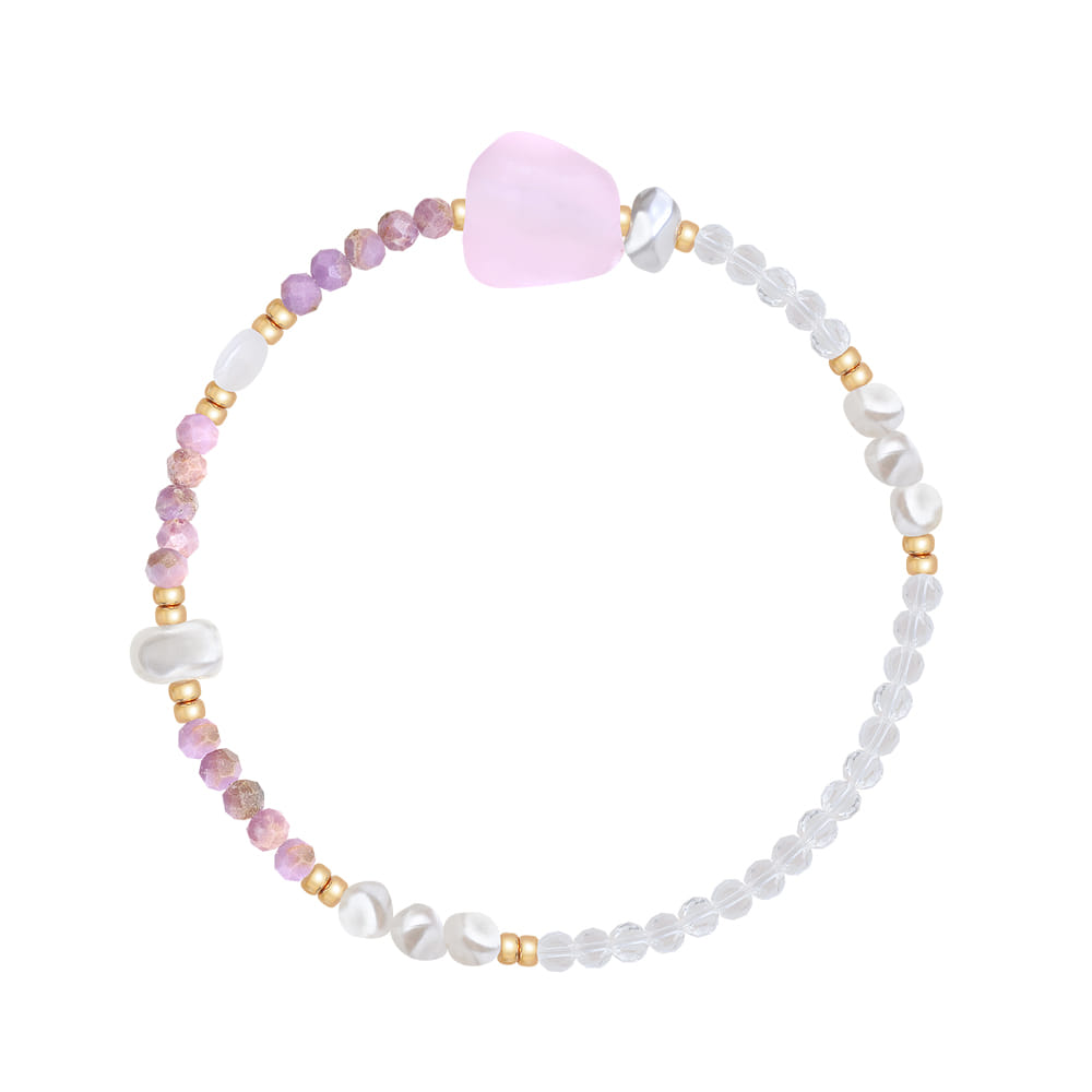 [핸드메이드 선물포장/비즈팔찌/진주팔찌] &quot;De aeseohsta&quot; Pink Heba Beads Bracelet
